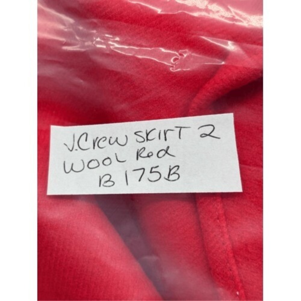 J. Crew Mini Skirt Wool Pencil Straight Ruffle Women Size 2 Red Party Holiday - Picture 9 of 9